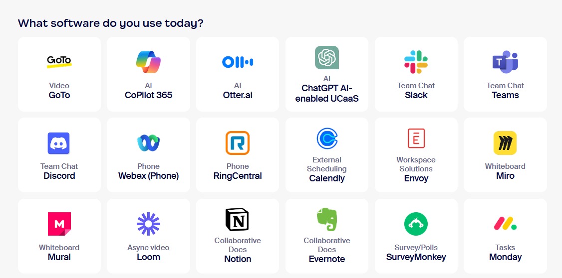 What software do you use today? — competitor tools grid